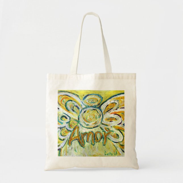 Bolsa Tote Amor Angel Word Art Tote Bags (Frente)