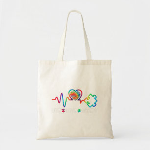 Bolsa Tote Amor ao Vivo Aceita Autismo Sensibilização Coração
