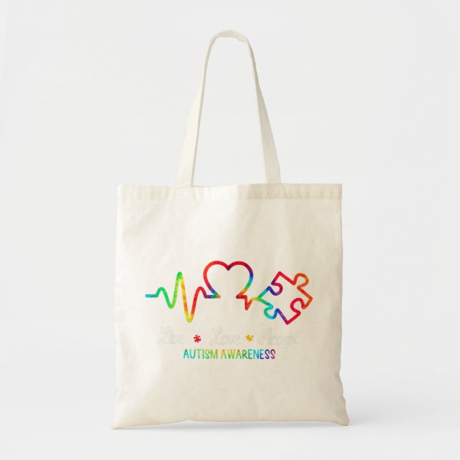Bolsa Tote Amor ao Vivo Aceita Autismo Sensibilização Mês Cam (Frente)