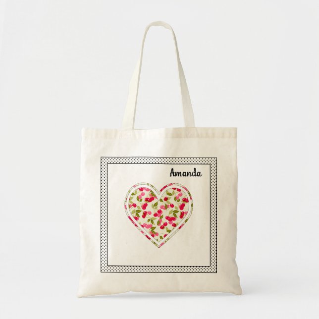 Bolsa Tote Amor, bagas, cereja (Frente)