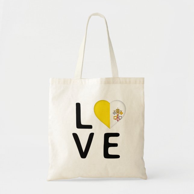 Bolsa Tote Amor - Bandeira da Cidade do Vaticano (Frente)