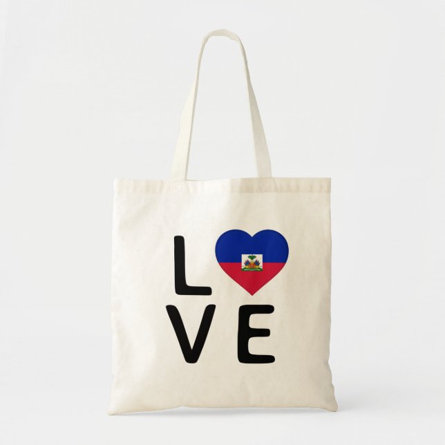 Bolsa Tote Amor - Bandeira do Haiti (Frente)