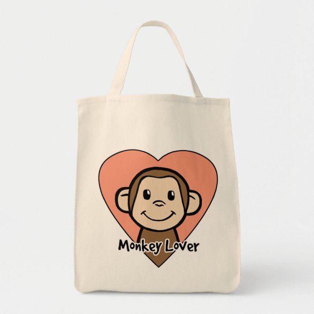 Bolsa Tote Amor bonito do macaco do sorriso do clipart dos (Frente)