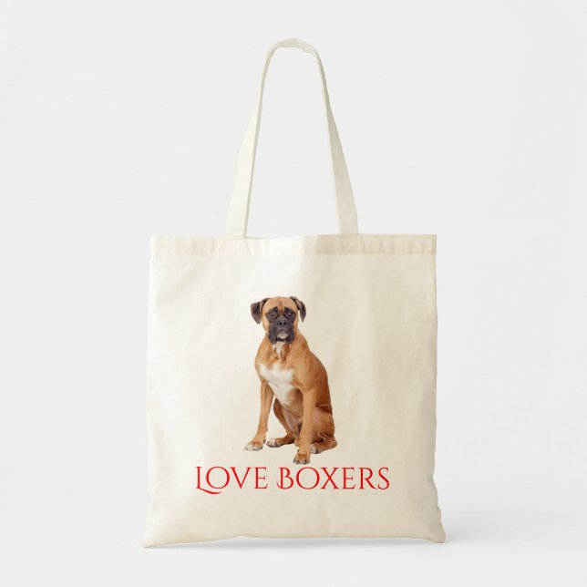 Bolsa Tote Amor Boxer Cão Cachorro Vermelho Canino (Frente)