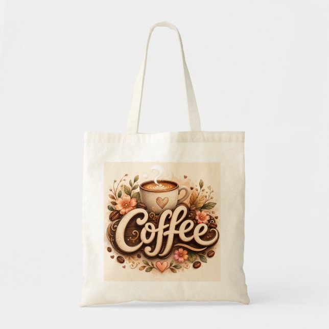 Bolsa Tote Amor Café Floral (Frente)