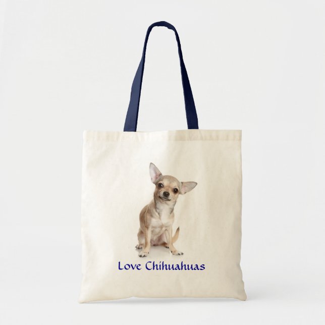 Bolsa Tote Amor Canvas de Chihuahuas - Saco (Frente)