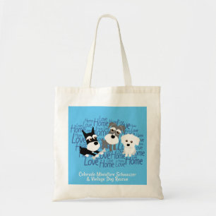 Bolsa Tote Amor, casa - sacola do Schnauzer (azul)