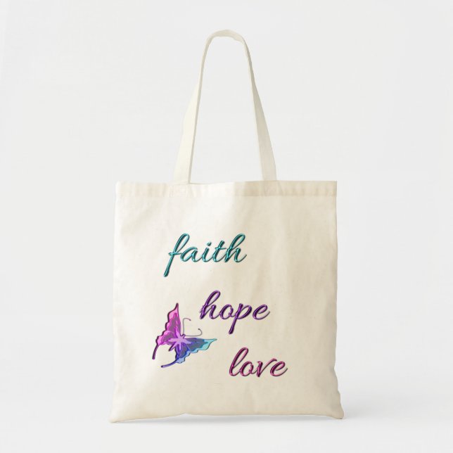 Bolsa Tote Amor da esperança da fé (Frente)