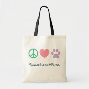 Bolsa Tote Amor da paz e sacola das patas