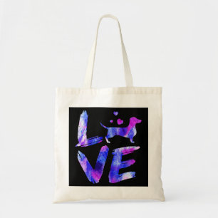 Bolsa Tote Amor Daschund Doxie Weiner Watercolor Blue Cog Mãe