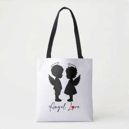 Bolsa Tote Amor de Anjo – Design Fofo de Casal de Anjos