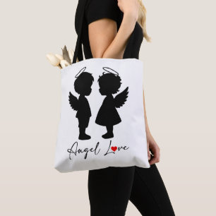 Bolsa Tote Amor de Anjo – Design Fofo de Casal de Anjos