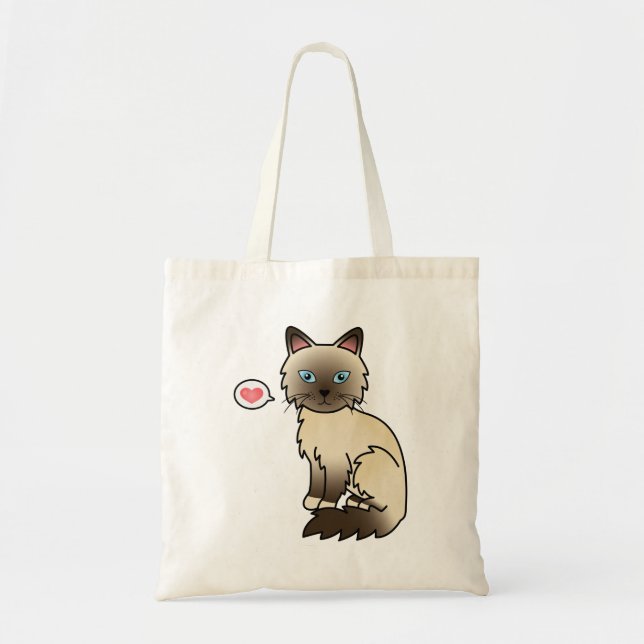 Bolsa Tote Amor de Gato Birman / Ragdoll Chocolate Point (Frente)