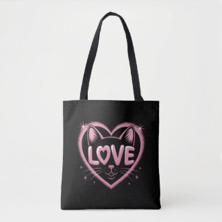 Bolsa Tote Amor de Gato Brilhante