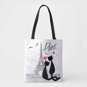 Bolsa Tote Amor de gato em Paris