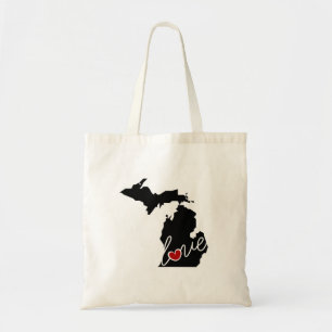 Bolsa Tote Amor de Michigan! Presentes para amantes do MI