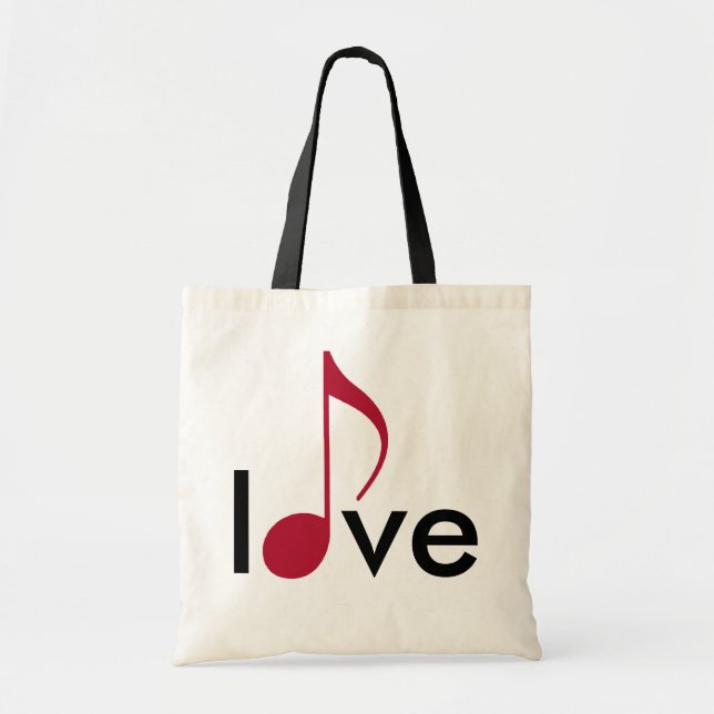 Bolsa Tote amor de nota musical vermelha (Frente)