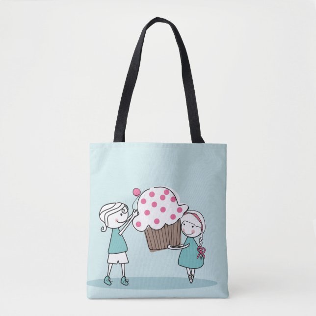 Bolsa Tote Amor do cupcake (Frente)