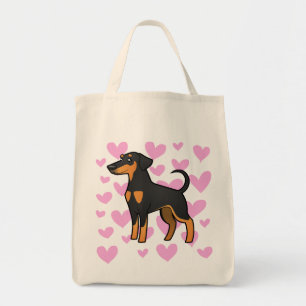Bolsa Tote Amor do Pinscher do Doberman (orelhas flexíveis)