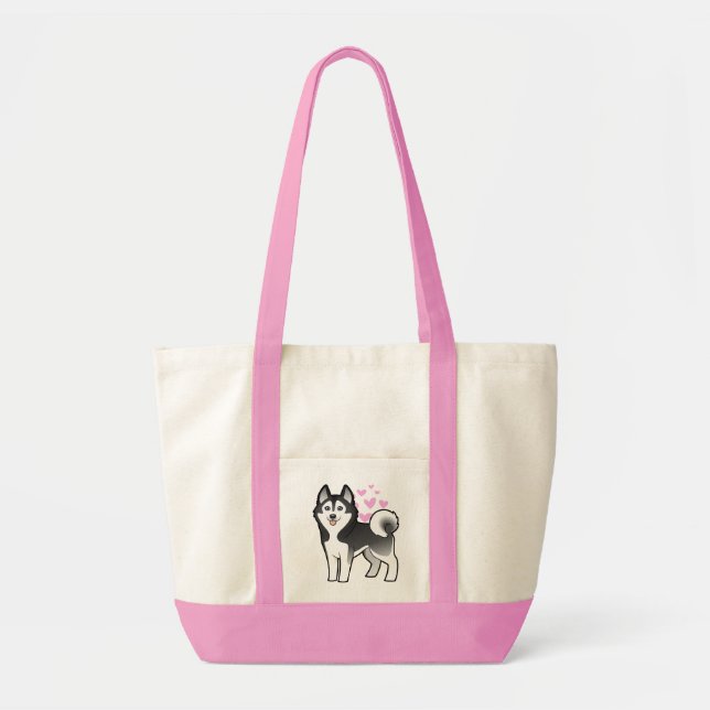 Bolsa Tote Amor do rouco Siberian/Malamute do Alasca (Frente)