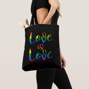 Bolsa Tote Amor é Amor LGBT Preto