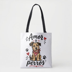 Bolsa Tote Amor e Cães Design Divertido para Amantes de Cães