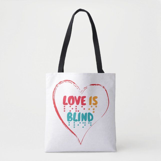 Bolsa Tote Amor é Cego Braille Heart (Frente)