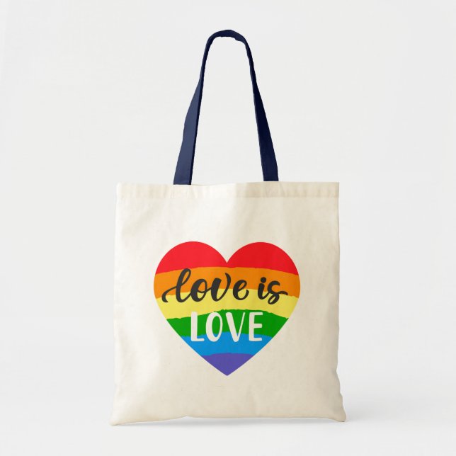 Bolsa Tote Amor é Coração Arco-Íris (Frente)