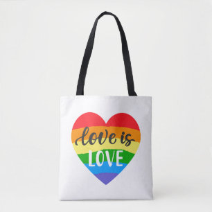 Bolsa Tote Amor é Coração Arco-Íris