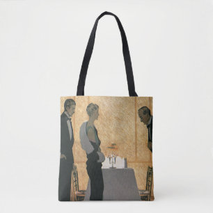Bolsa Tote Amor e Romance Vintage, Jantar Elegante de Casal