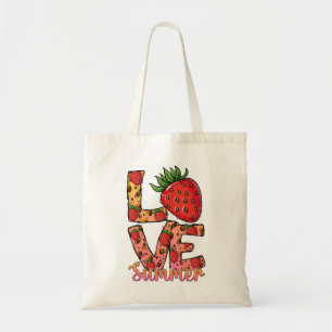 Bolsa Tote Amor e Verão Rosa e Castanho Morango Fresco