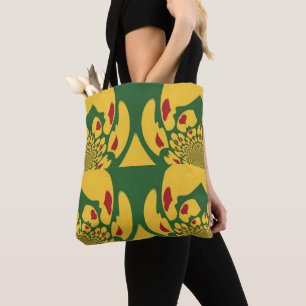Bolsa Tote Amor em Cores Rasta: Corações do Reggae   Red Gold