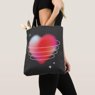 Bolsa Tote Amor espacial, namorados design vermelho