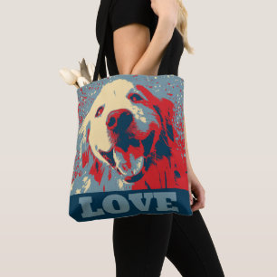 Bolsa Tote Amor estilizado do golden retriever
