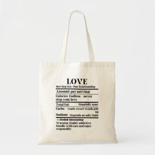 Bolsa Tote Amor - Fatos de nutrição.w