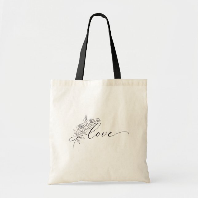 Bolsa Tote Amor floral em elegante chic (Frente)