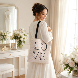 Bolsa Tote Amor Floral Moderno Na moda Elegante