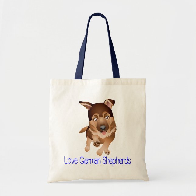 Bolsa Tote Amor German shepherd Cachorro Cachorro Canvas Saco (Frente)