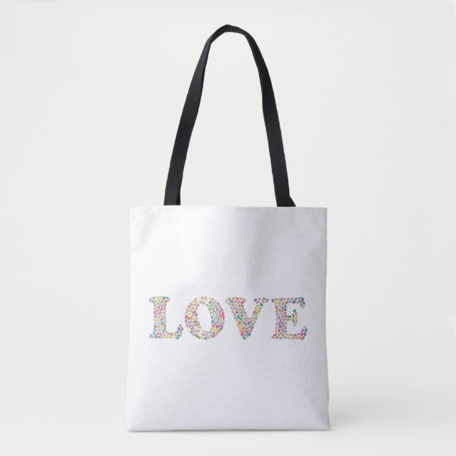 Bolsa Tote AMOR - grãos de café coloridos (Frente)