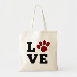 Bolsa Tote Amor Impressão de Pata Amante de Animais Amante de