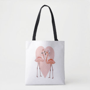 Bolsa Tote Amor na moda de Flamingo rosa