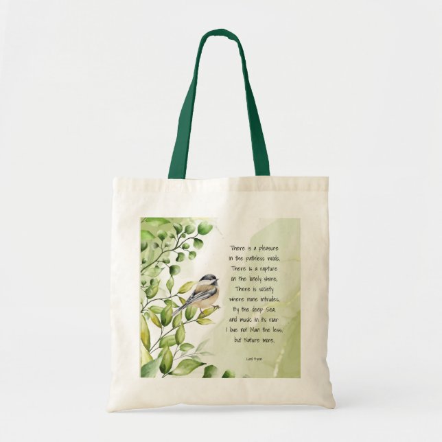 Bolsa Tote Amor Natureza Inspiradora Citação Lord Byron (Frente)