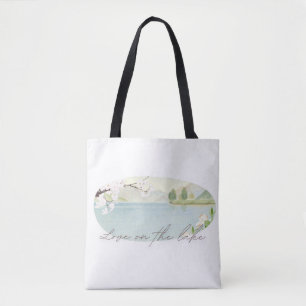 Bolsa Tote Amor no Lago Design de Casamento Floral no Lago