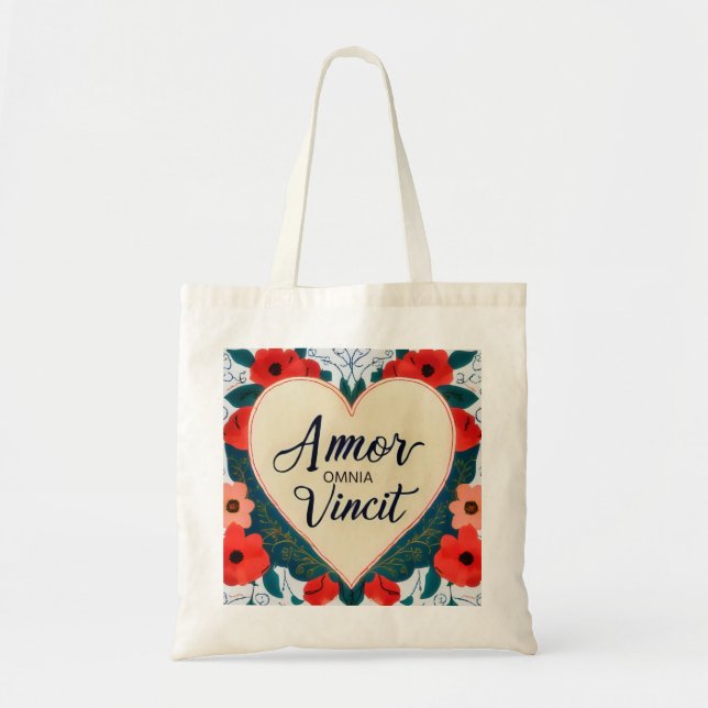 Bolsa Tote Amor Omnia Vincit - citação (Frente)