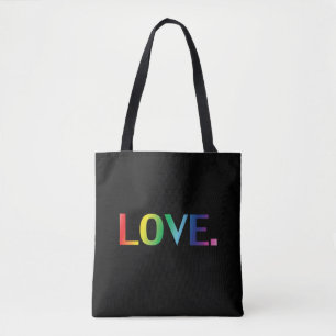 Bolsa Tote Amor, orgulho lgbt lgbtq gay preto arco-íris