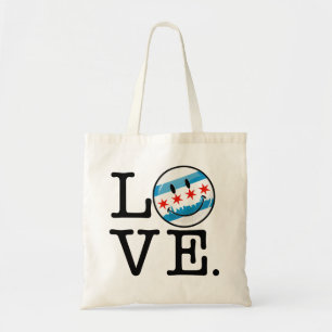 Bolsa Tote Amor para a bandeira de sorriso de Chicago