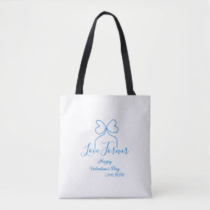 Bolsa Tote Amor para sempre laço azul feliz dia dos namorados
