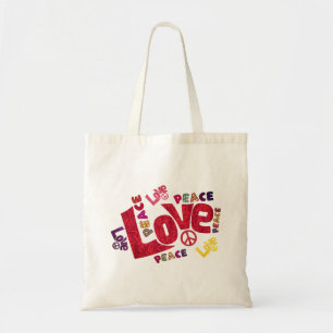 Bolsa Tote Amor, paz, tipografia