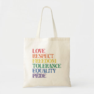 Bolsa Tote Amor Respeita Liberdade Orgulho gay do Rainbow LGB
