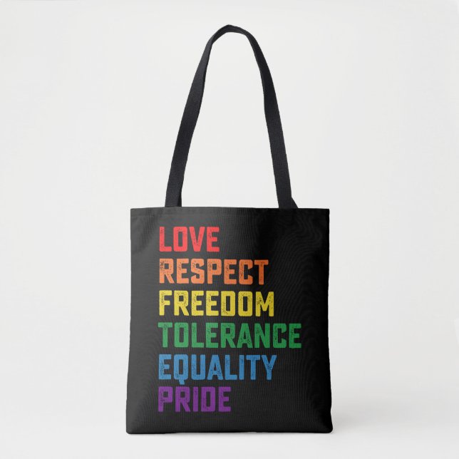 Bolsa Tote Amor Respeita Liberdade Tolerância Orgulho da Igua (Frente)